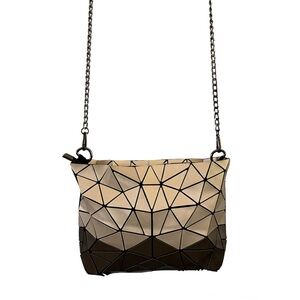 Emilio Pepe Geometric Shiny Silver Crossbody Clutch